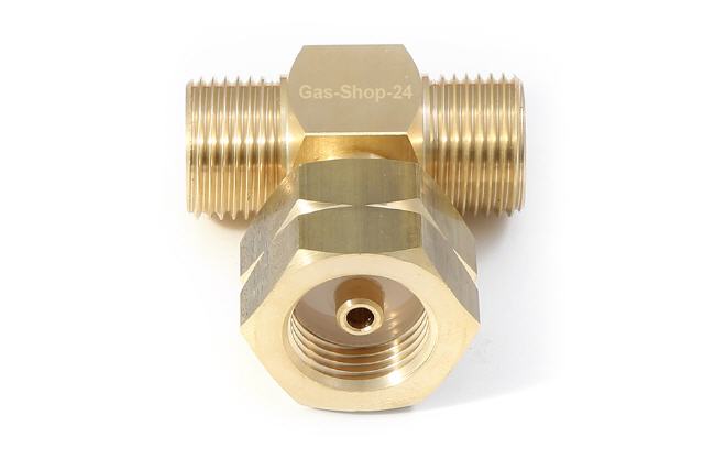 T-St&uuml;ck f&uuml;r Propangasflasche Kombi-Anschluss