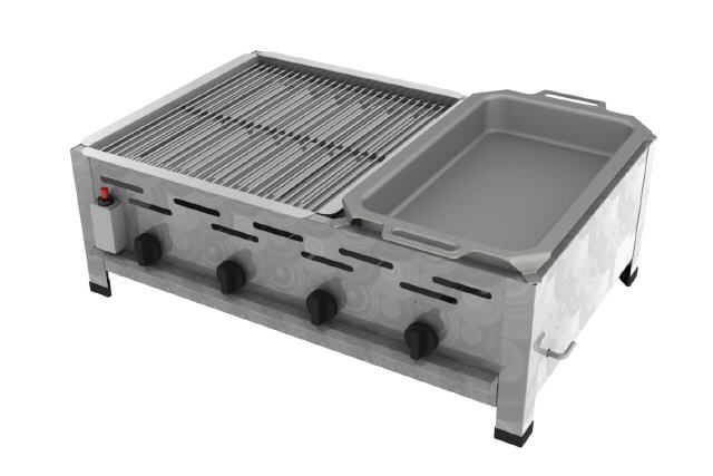 Edelstahl Gasgrill + Gasbr&auml;ter Kombiger&auml;t 18,0 kW