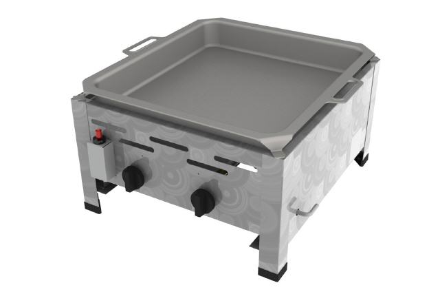 Edelstahl Gasbr&auml;ter + Pfanne 9 kW (2 flammig)