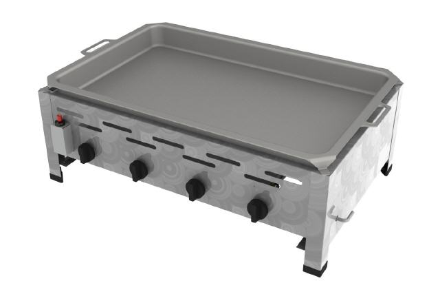 Edelstahl Gasbr&auml;ter + Pfanne 18,0 kW (4 flammig)